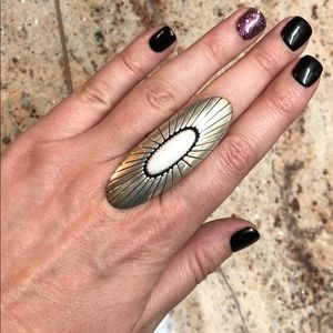 Sterling silver and white buffalo ring